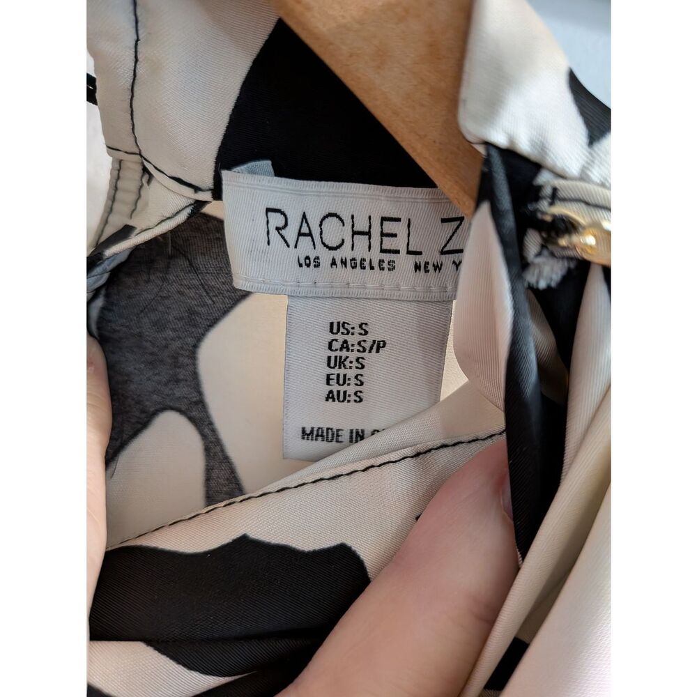 Rachel Zoe Black And Cream Abstract Floral Cowl Neck Blouse Size Small - Picture 5 of 7